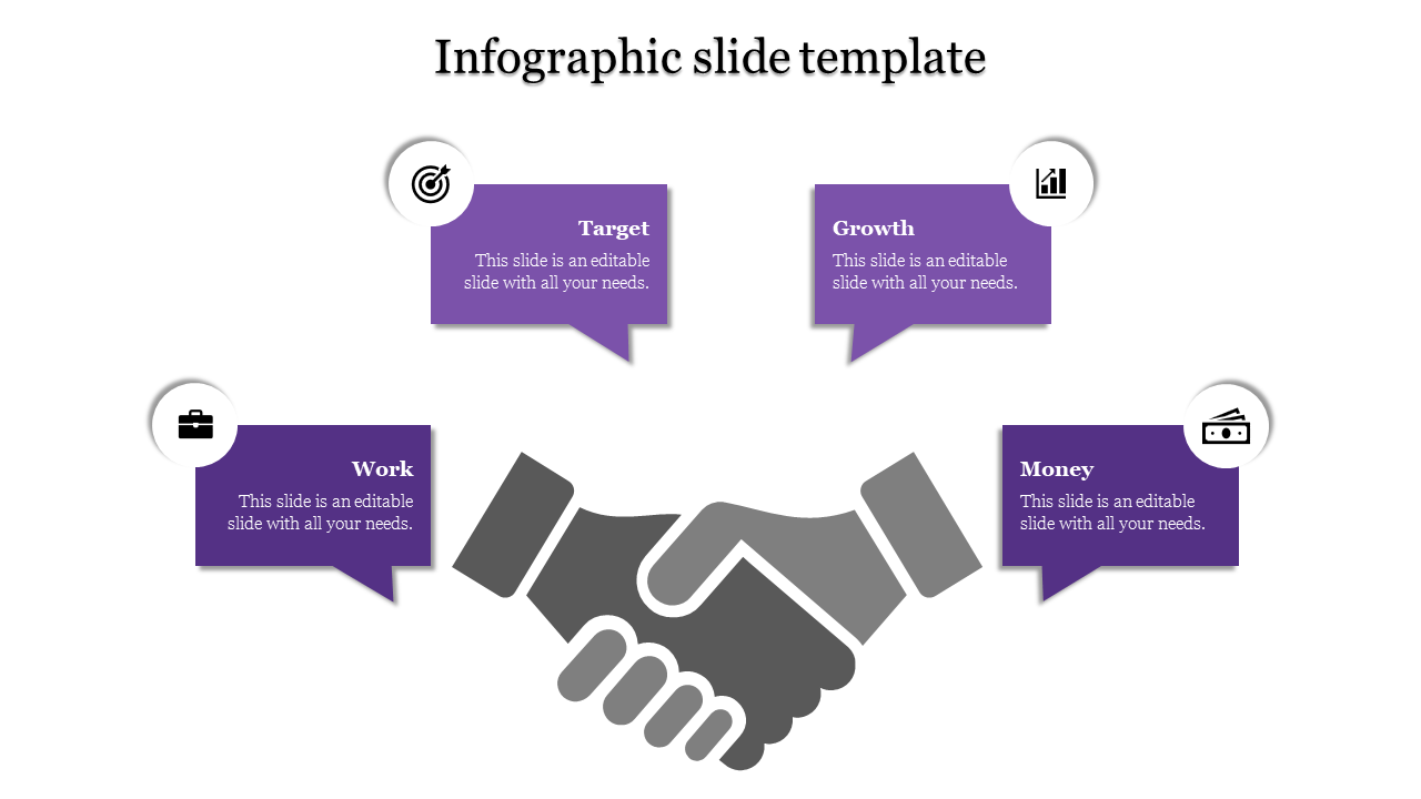 Amazing Infographic Presentation With Purple Color Slide